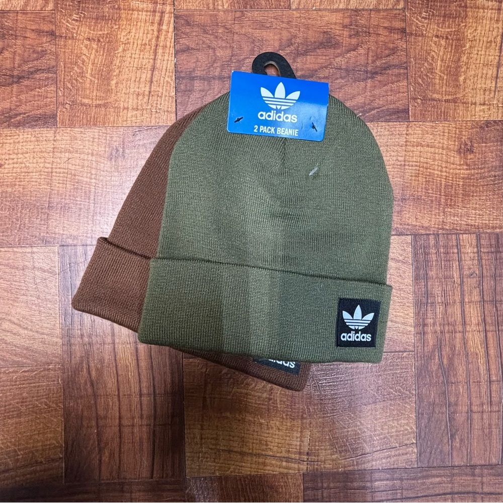 Adidas 2 Pack Beanie - Brown and Olive